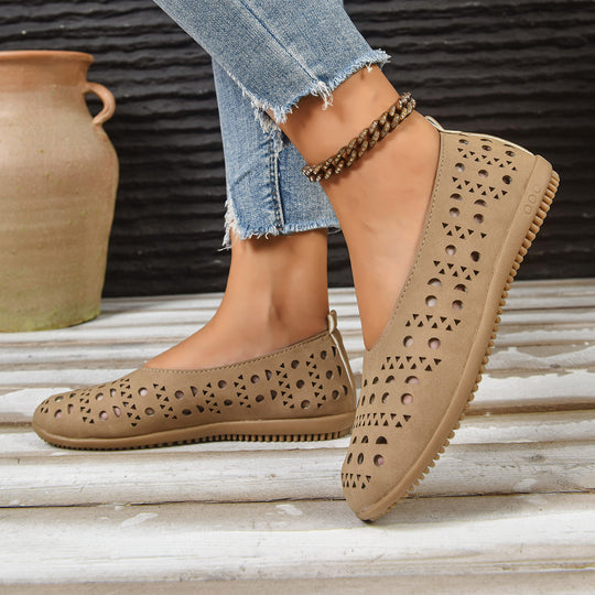 Damen Ballerinas mit modischem Lochdesign und rutschfester Sohle EB