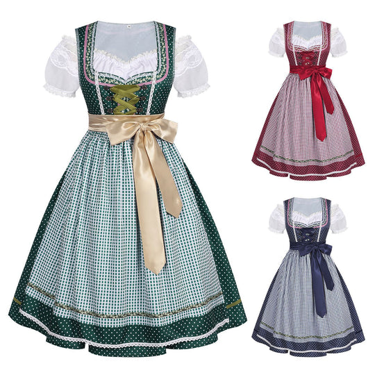 Damen nan traditionelles Trachten-Dirndl mit geschnürter Corsage, Spitzenärmeln und schwingendem Tellerrock EB