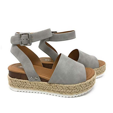 Damen Wedge-Sandalen mit elastischem Riemen und komfortablem Fußbett EB