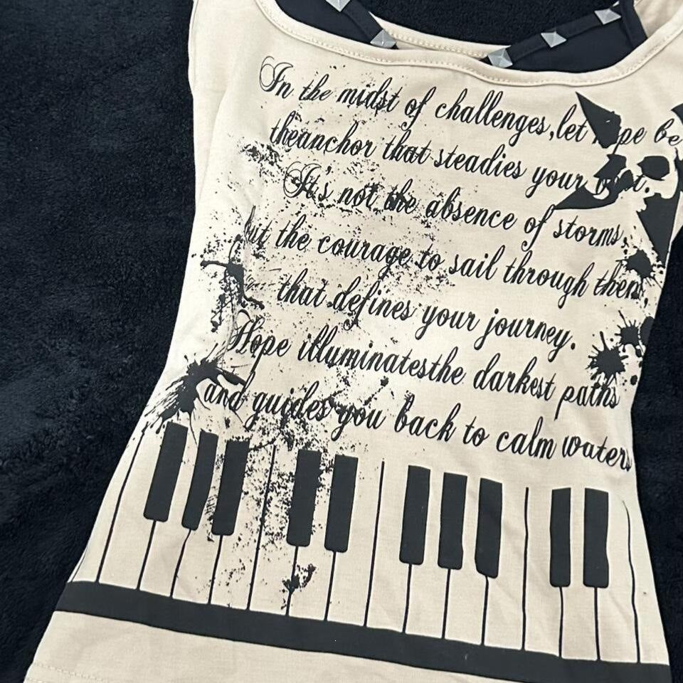 Damen musikalisches Graphic-Tanktop mit einzigartigem Schnitt EB