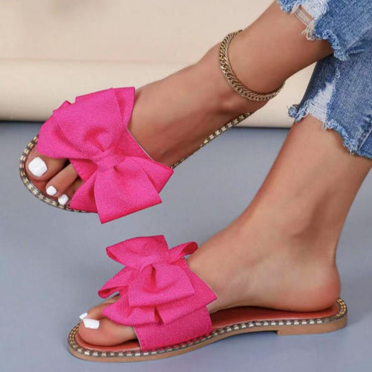 Damen Flip-Flops mit dekorativem Schleifen-Design und rutschfester Sohle EB