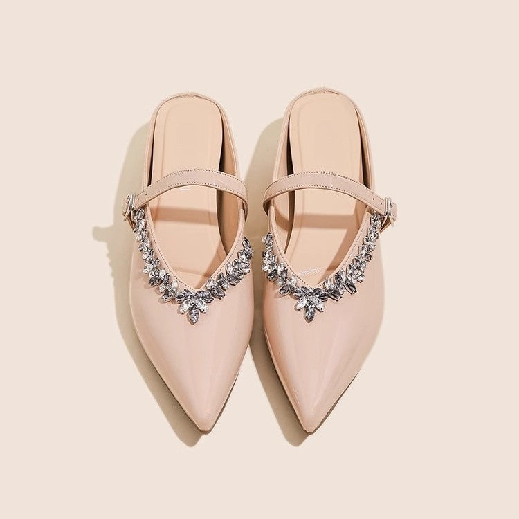 Damen elegante Slingback-Schuhe mit Kristallverzierungen EB