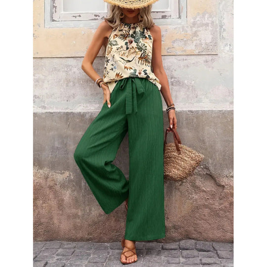Damen Freizeithose mit gestreiftem Design und hochwertigem Taillengürtel EB