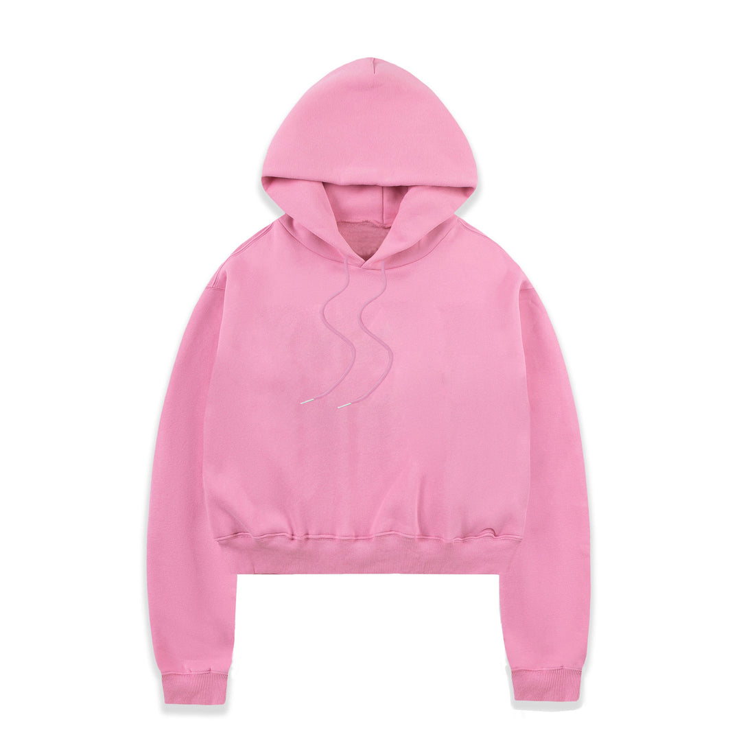 Damen nan cropped Kapuzenpullover mit weichem Fleece‑Innenfutter und elastischem Rippbund EB