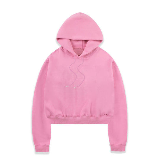Damen nan cropped Kapuzenpullover mit weichem Fleece‑Innenfutter und elastischem Rippbund EB