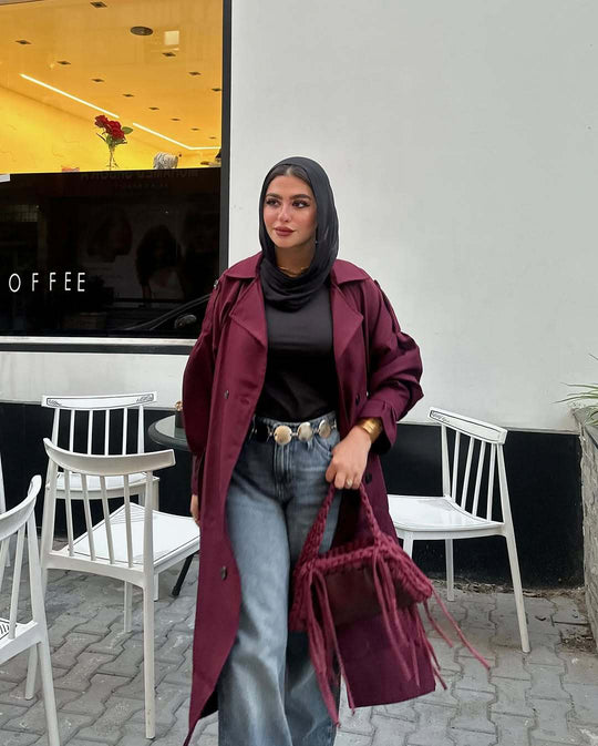 Damen trendiger Trenchcoat mit stilvollem Schnitt und praktischen Taschen EB