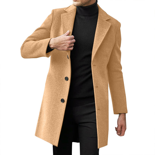 Herren nan taillierter Wollmantel mit schmaler Silhouette, klassischem Revers und verdeckter Knopfleiste EB