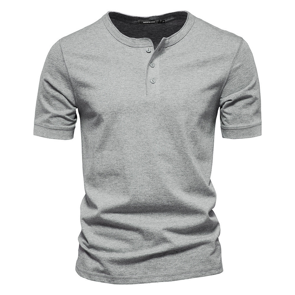 Herren nan schmal geschnittenes Kurzarmshirt mit kurzer Knopfleiste und geripptem Kragen aus Baumwollmix EB
