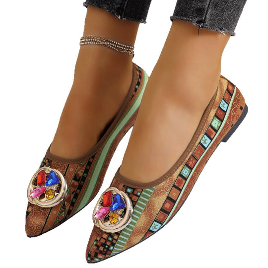 Damen elegante Ballerinas mit funkelndem Schmuckdetail EB