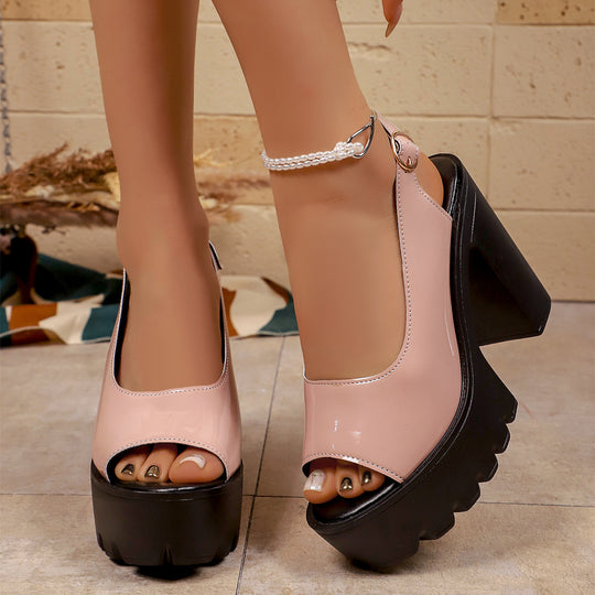 Damen Plateau-Pumps mit modischem Krokodil-Look und stabiler Sohle EB