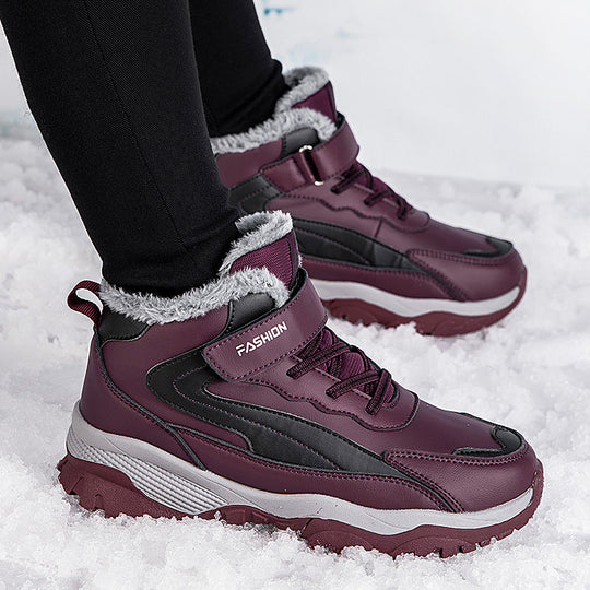 Damen Warm gefütterte Winterstiefel mit rutschfester Sohle und verstellbarem Klettverschluss EB