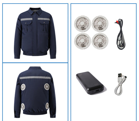 Unisex nan Arbeitskühljacke mit vier integrierten USB-Lüftern, verstellbarem Bund und atmungsaktivem Material R&B