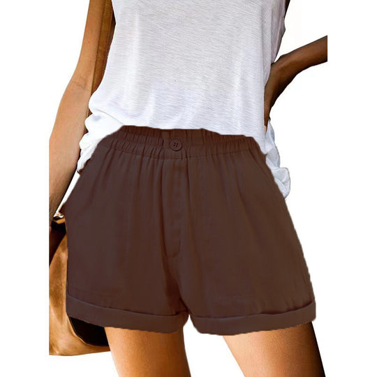 Damen leichte Chino-Shorts mit elastischem Bund und praktischen Taschen EB