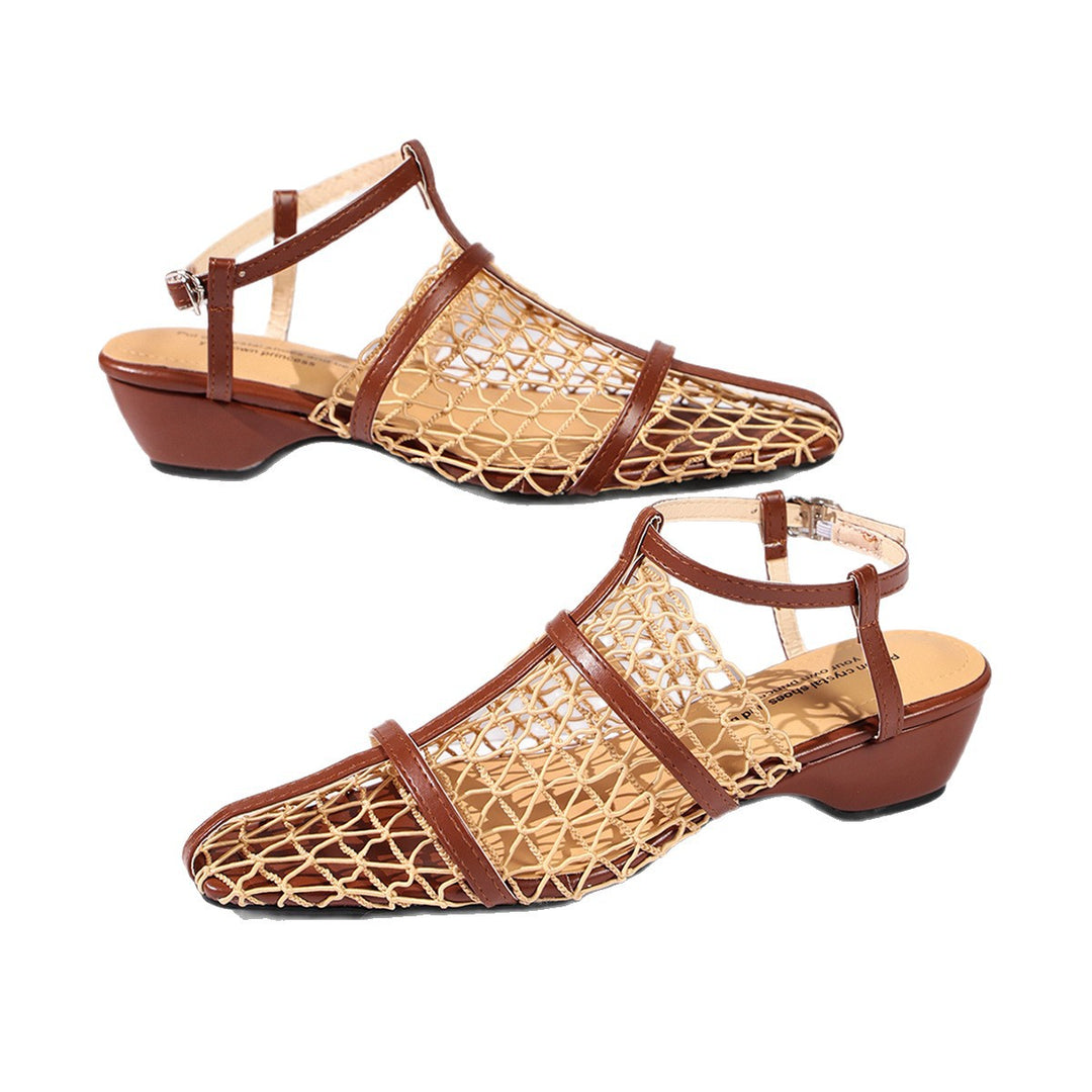 Damen Slingback-Sandaletten mit innovativem Netzdesign und bequemem Blockabsatz EB