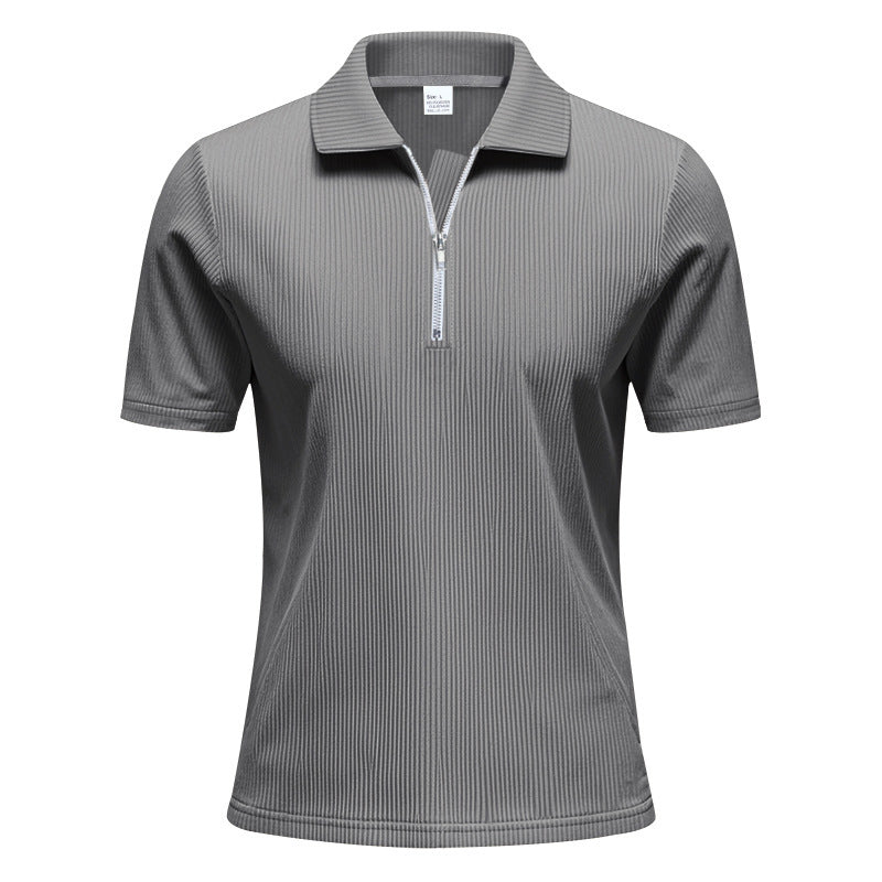 Unisex nan kurzärmeliges Halbzip-Polo aus geripptem Jersey mit Hemdkragen EB