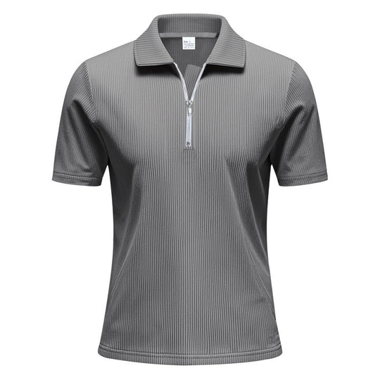 Unisex nan kurzärmeliges Halbzip-Polo aus geripptem Jersey mit Hemdkragen EB
