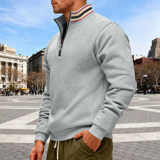 Herren nan Halbzip-Sweatshirt mit sportivem Ringkragen und weichem Fleece-Innenfutter EB