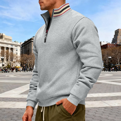 Herren nan Halbzip-Sweatshirt mit sportivem Ringkragen und weichem Fleece-Innenfutter EB