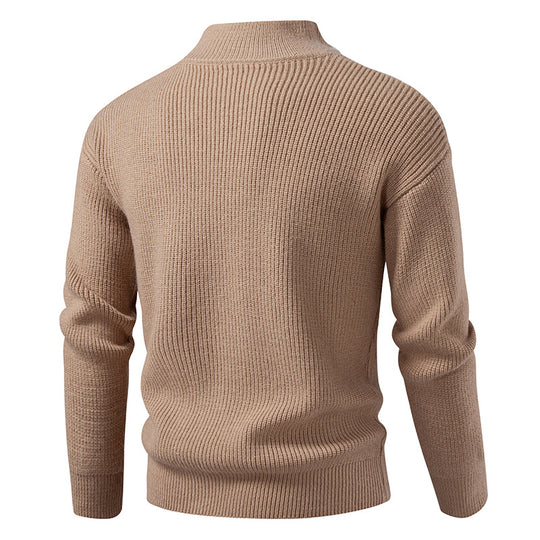 Herren Strickjacke mit hohem Kragen und durchgehender Reißverschluss EB