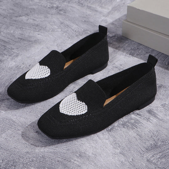 Damen Elegante Slip-On Ballerinas mit Herzdetails EB