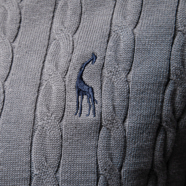 Herren Strickpullover mit Zopfmuster und Rundhalsausschnitt EB