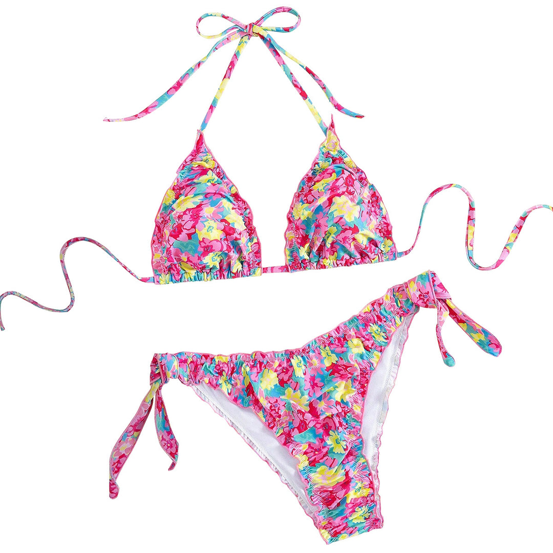 Damen Triangel-Bikini mit verspieltem Blütenmuster EB