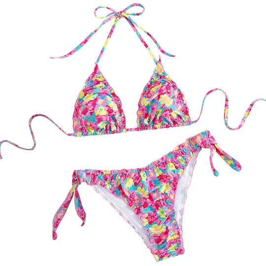 Damen Triangel-Bikini mit verspieltem Blütenmuster EB