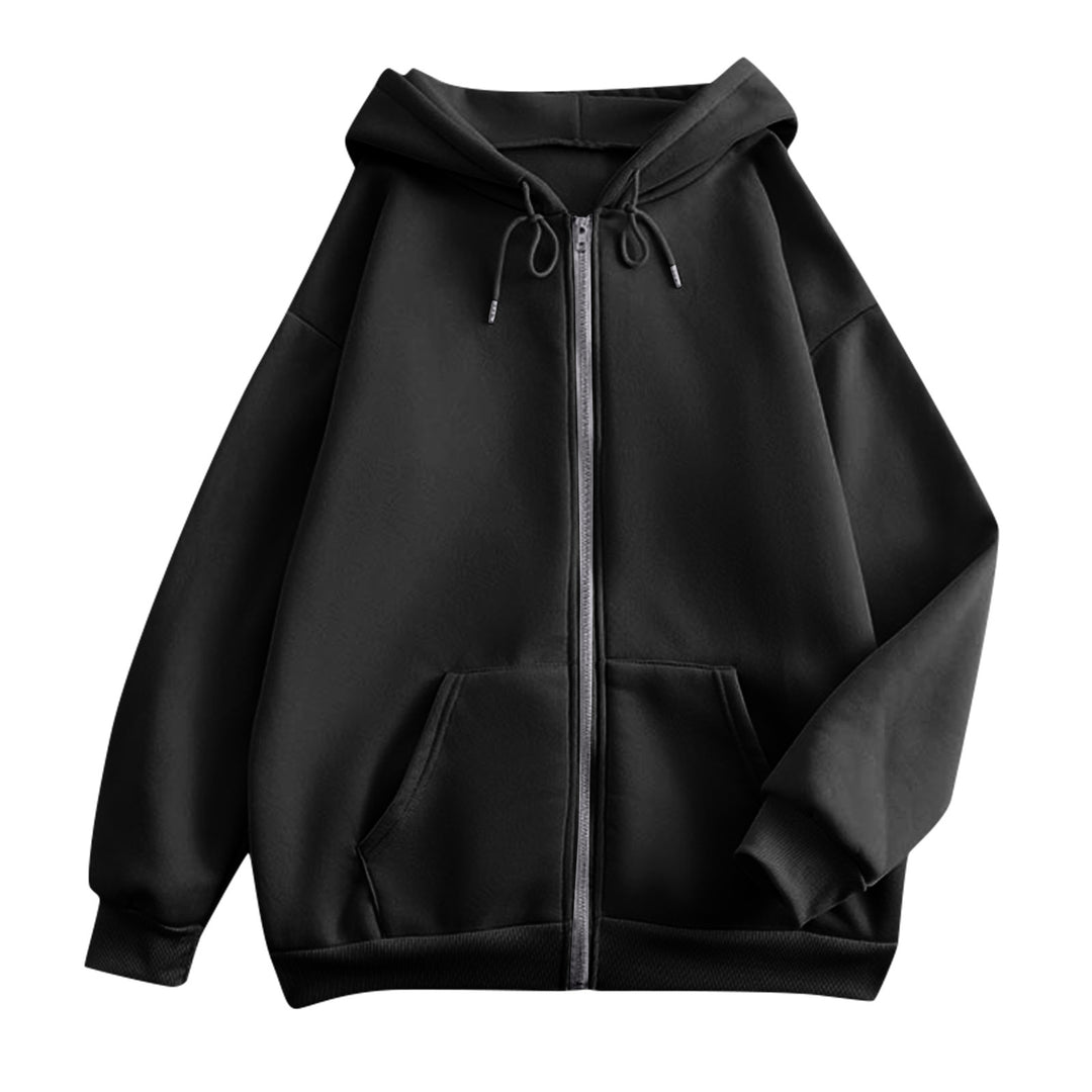 Damen nan extrabreite Zip-Kapuzenjacke mit weichem Fleecefutter, Kängurutaschen und gerippten Bündchen EB