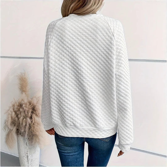 Damen modischer Stehkragen-Pullover mit strukturiertem Design EB