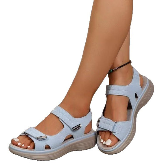 Damen Bequeme Sandalen mit praktischen Klettverschlüssen EB