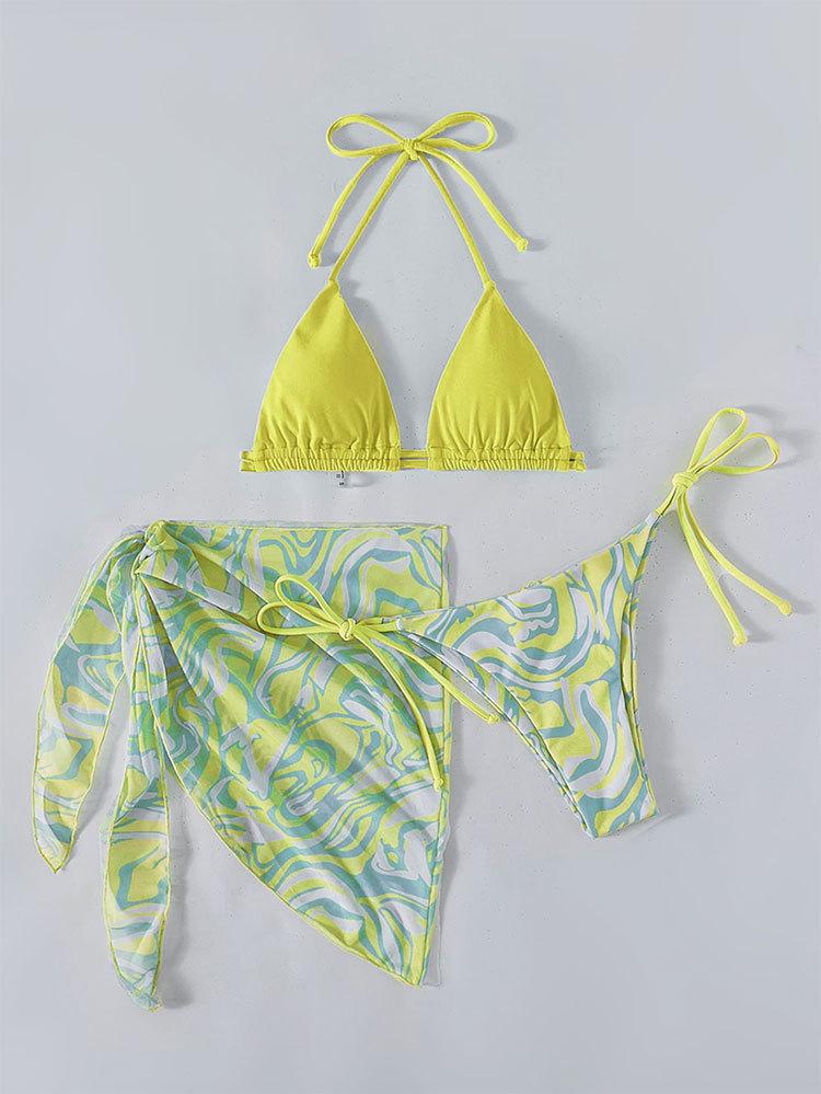 Damen Triangel-Bikini mit einzigartigem Wickelrock EB