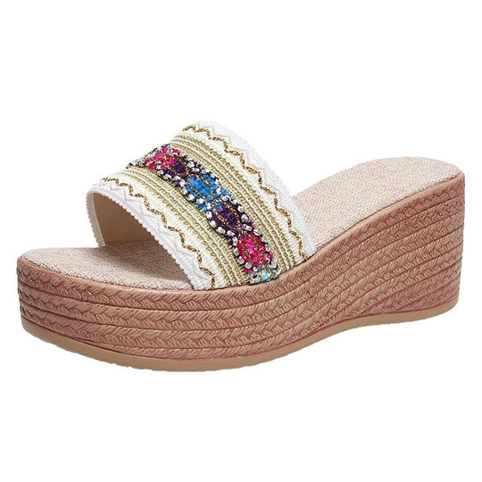 Damen Wedge-Sandalen mit eleganten Glitzer-Applikationen EB