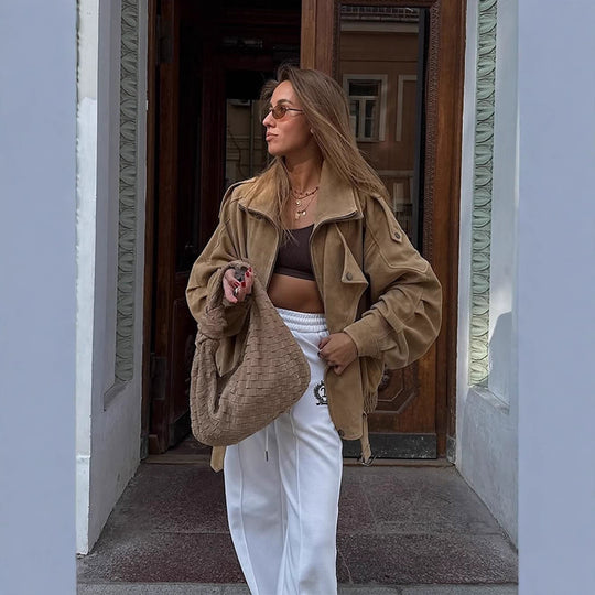 Damen lässige Wildlederjacke EB