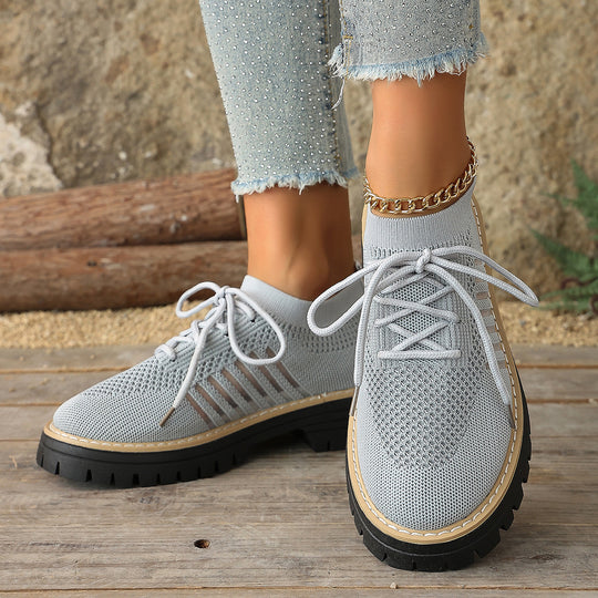 Damen Bequeme Sneaker mit atmungsaktivem Strickdesign und robustem Profil EB
