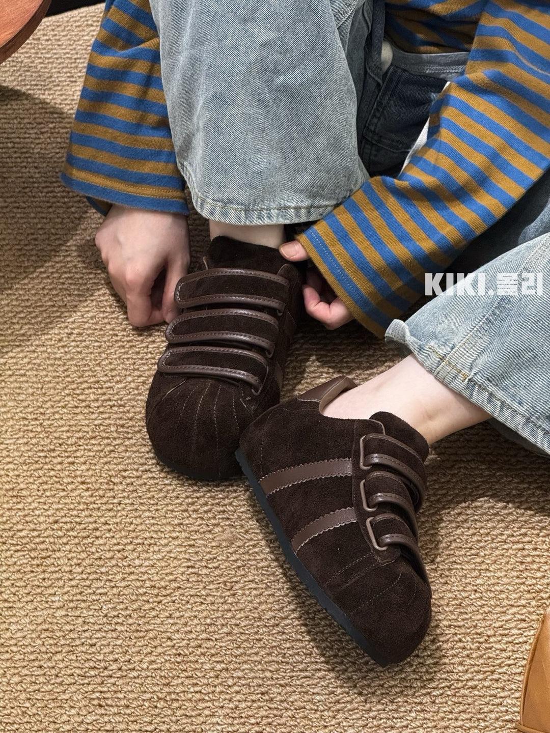 Damen Sportliche Clogs mit praktischen Klettverschluss und bequemer Dämpfung EB