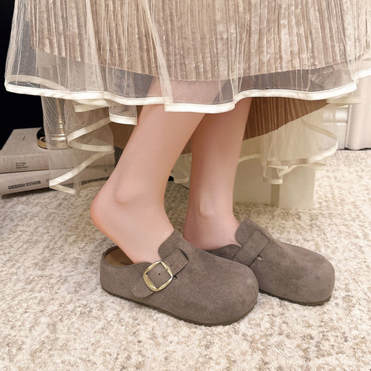 Damen Clogs aus hochwertigem Wildleder mit eleganter Schnalle EB