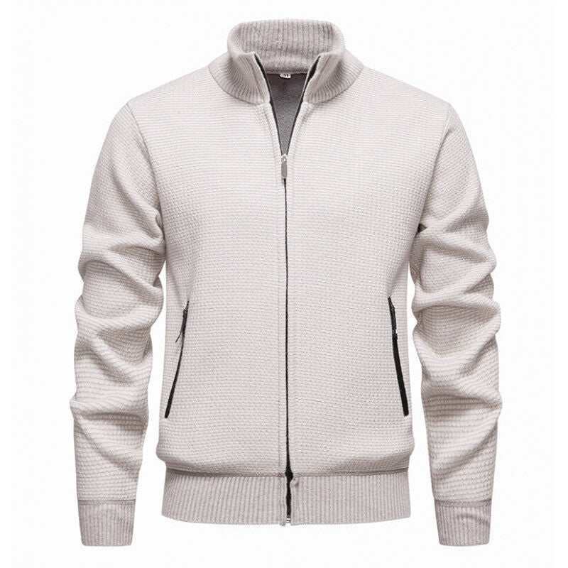 Herren Strickjacke mit modernem Zipper und seitlichen Reißverschlusstaschen EB