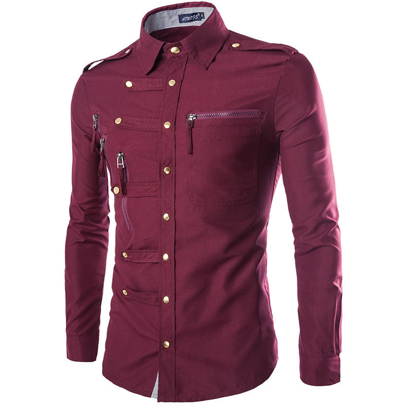 Herren modisches Hemd mit multifunktionalen Taschen und hochwertigem Stoff EB