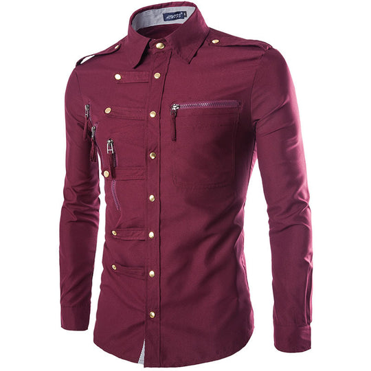 Herren modisches Hemd mit multifunktionalen Taschen und hochwertigem Stoff EB