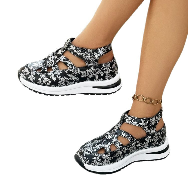 Damen Sportliche Sandalen mit floralem Muster EB