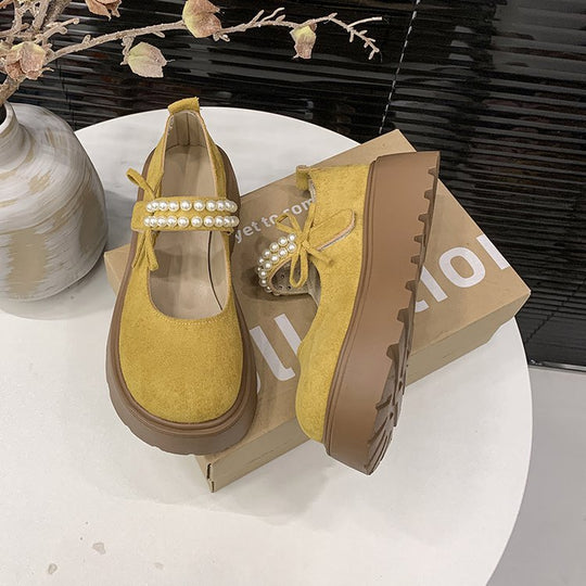 Damen Bequeme und elegante Ballerinas mit Perlenriemen EB