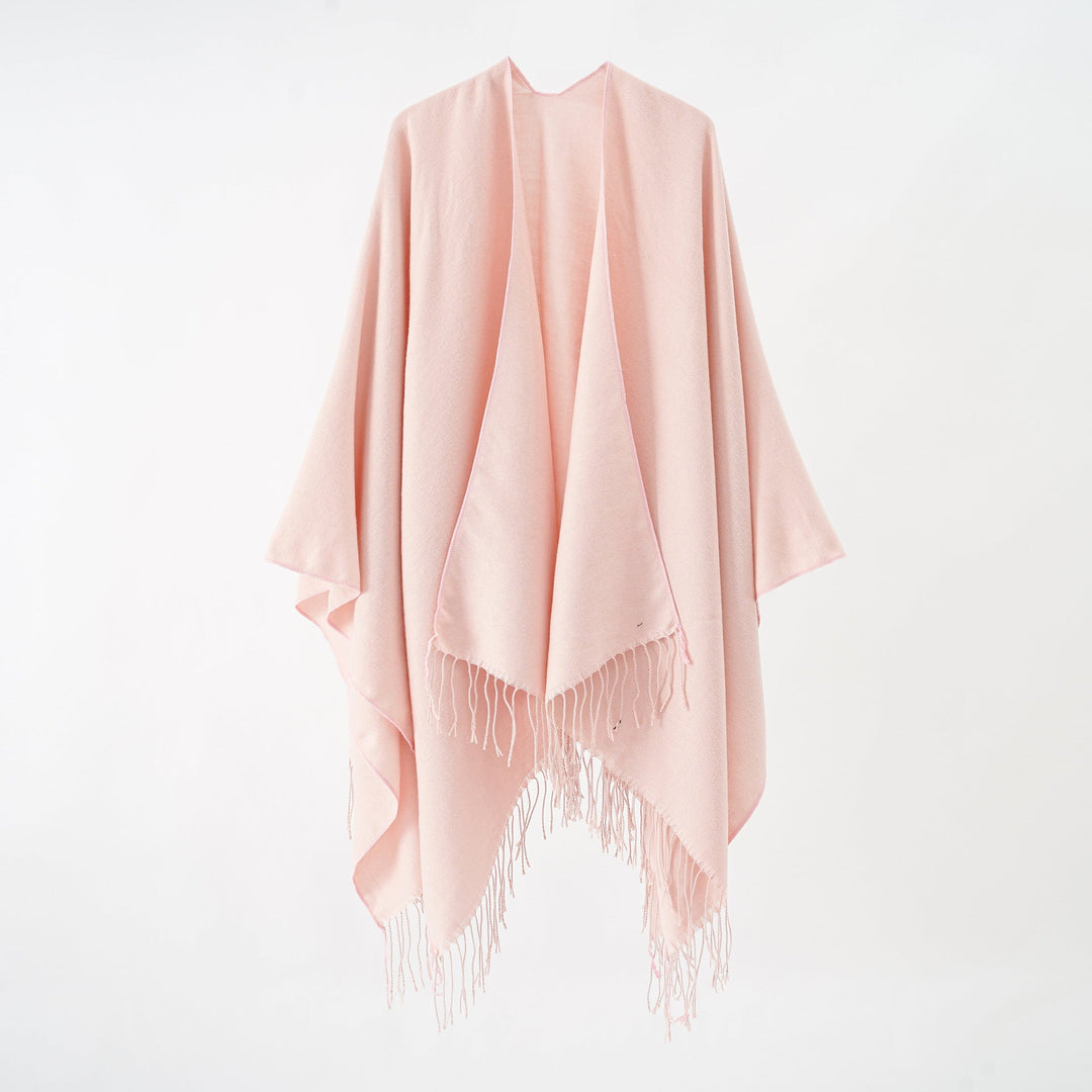 Damen Modischer Fransen-Poncho Aus Weichem Material mit Luxuriösem Fall EB