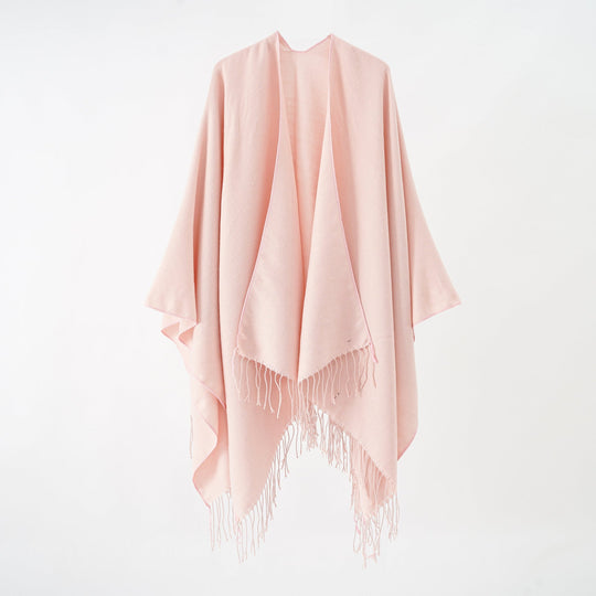 Damen Modischer Fransen-Poncho Aus Weichem Material mit Luxuriösem Fall EB