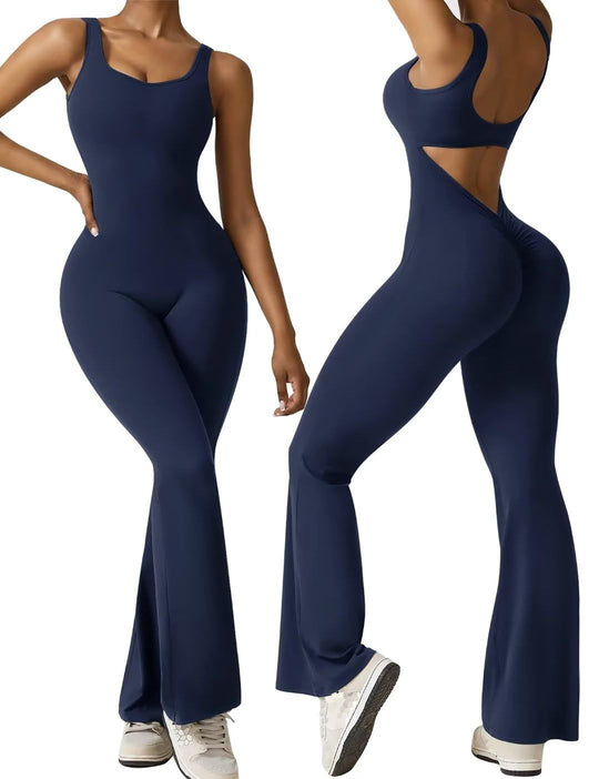 Damen Sportlicher Jumpsuit mit angeschnittenem Schnitt und trendy Cut-Outs EB