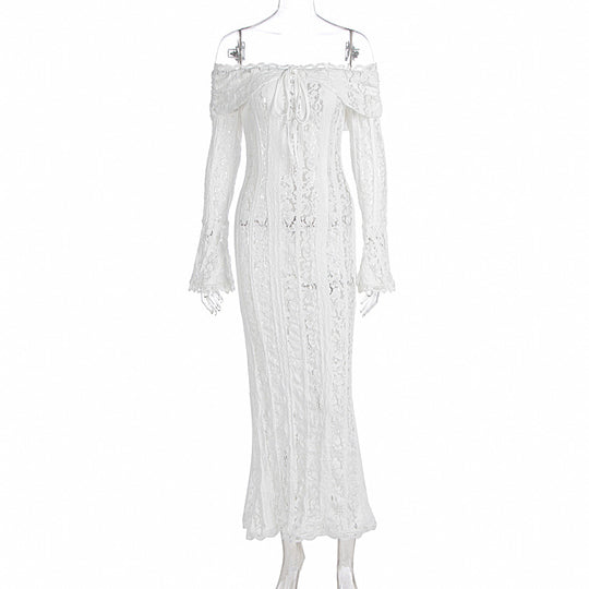 Damen Elegantes Spitzenkleid im figurbetonten Schnitt mit Off-Shoulder Design EB