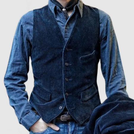 Herren Cordweste im rustikalen Look mit praktischen Taschen EB