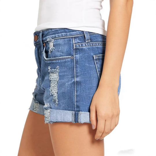 Damen Destroyed Denim Shorts EB