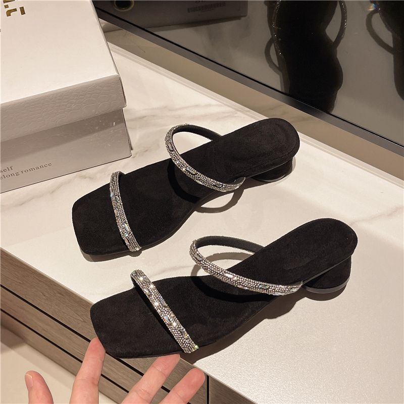 Damen elegante Riemchen-Sandalen mit Glitzerakzenten EB