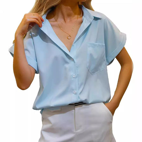 Damen elegant geschnittene Kurzarmbluse EB