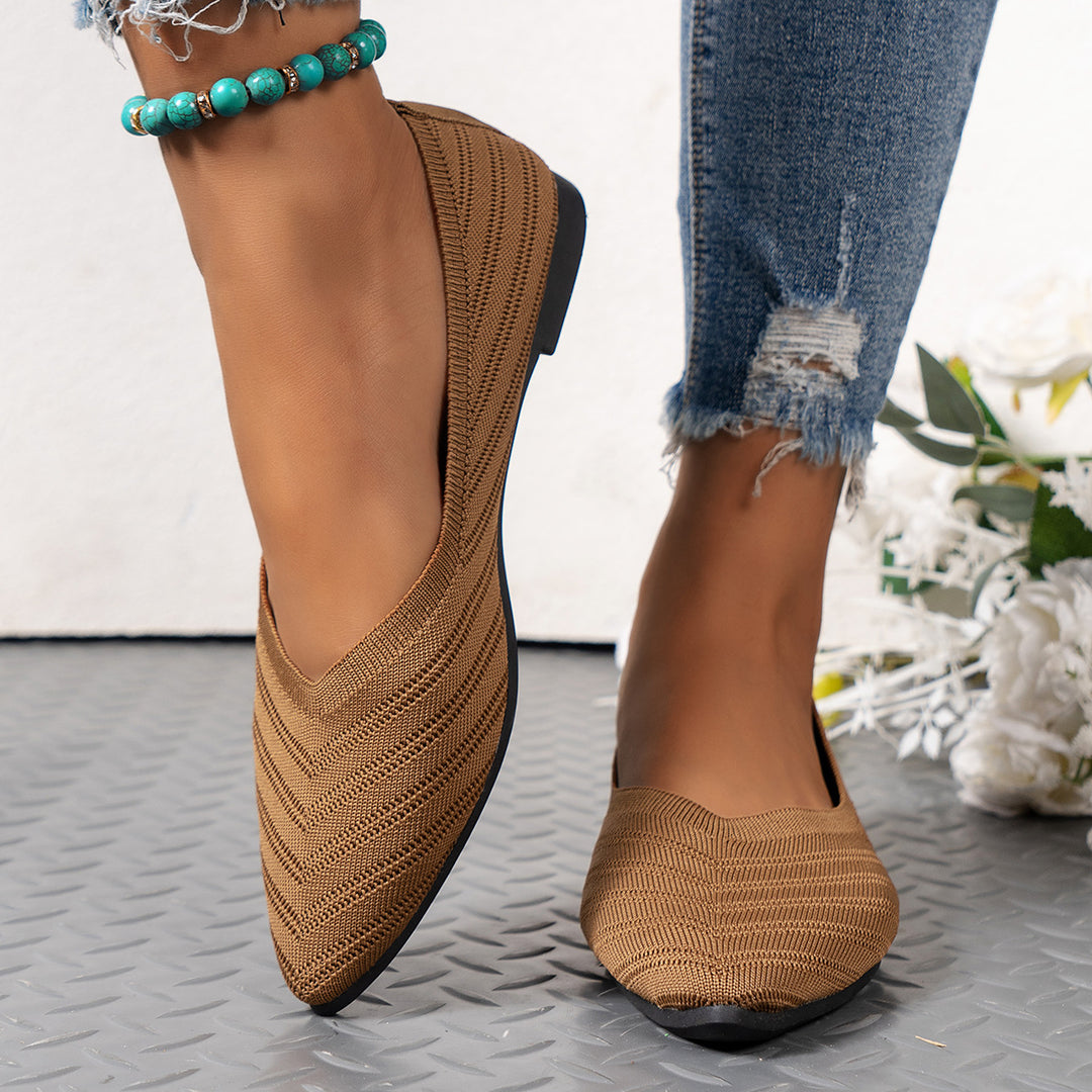 Damen spitze Ballerinas mit strukturiertem Obermaterial EB
